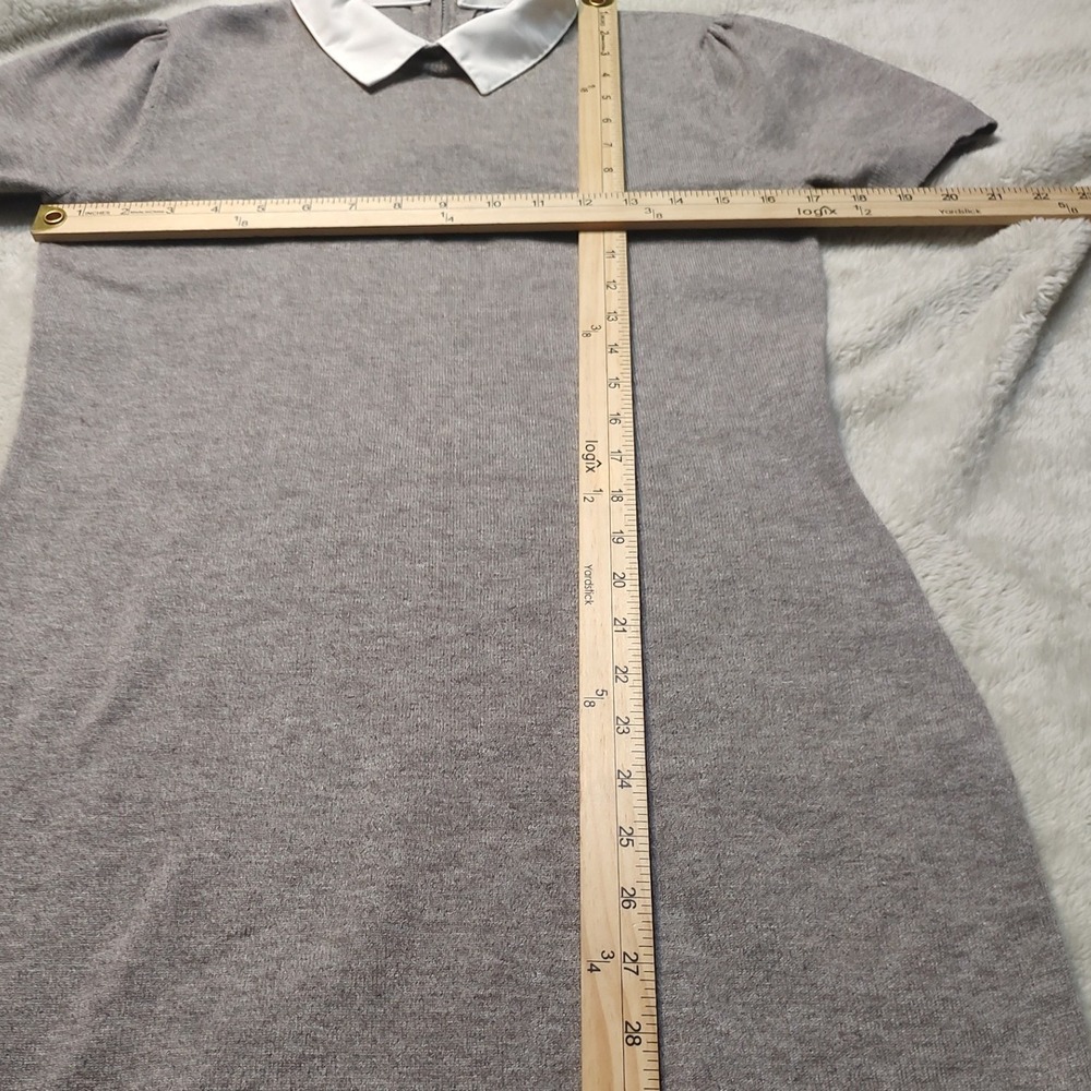 Forever 21 Grey Peter Pan Collar Sweater Dress‎ Short Sleeve Mini Size Medium